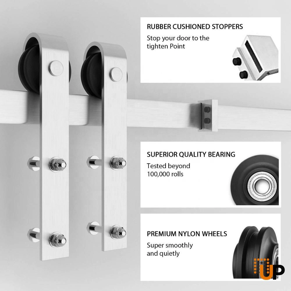 Barn Sliding Hardware Kit Track Rail Set-6.6FT Single Barn-White photo#3