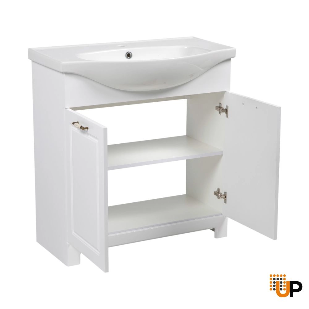 Modern Free Standing Bathroom Vanity with Washbasin | Classic White Matte Collection | Non-Toxic Fire-Resistant MDF photo#3