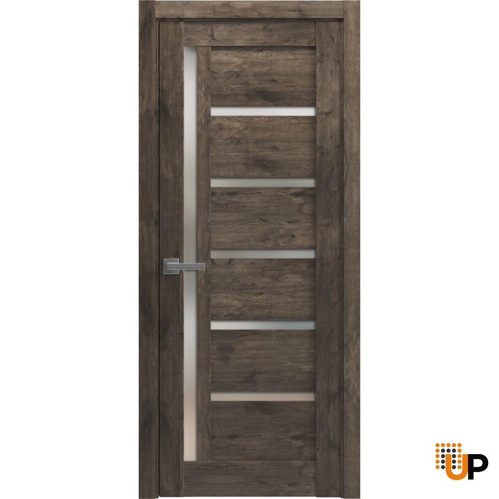 Single mdf modern interior swing door with frosted glass | Quadro 4088  Cognac Oak | 18 x 80 photo#1