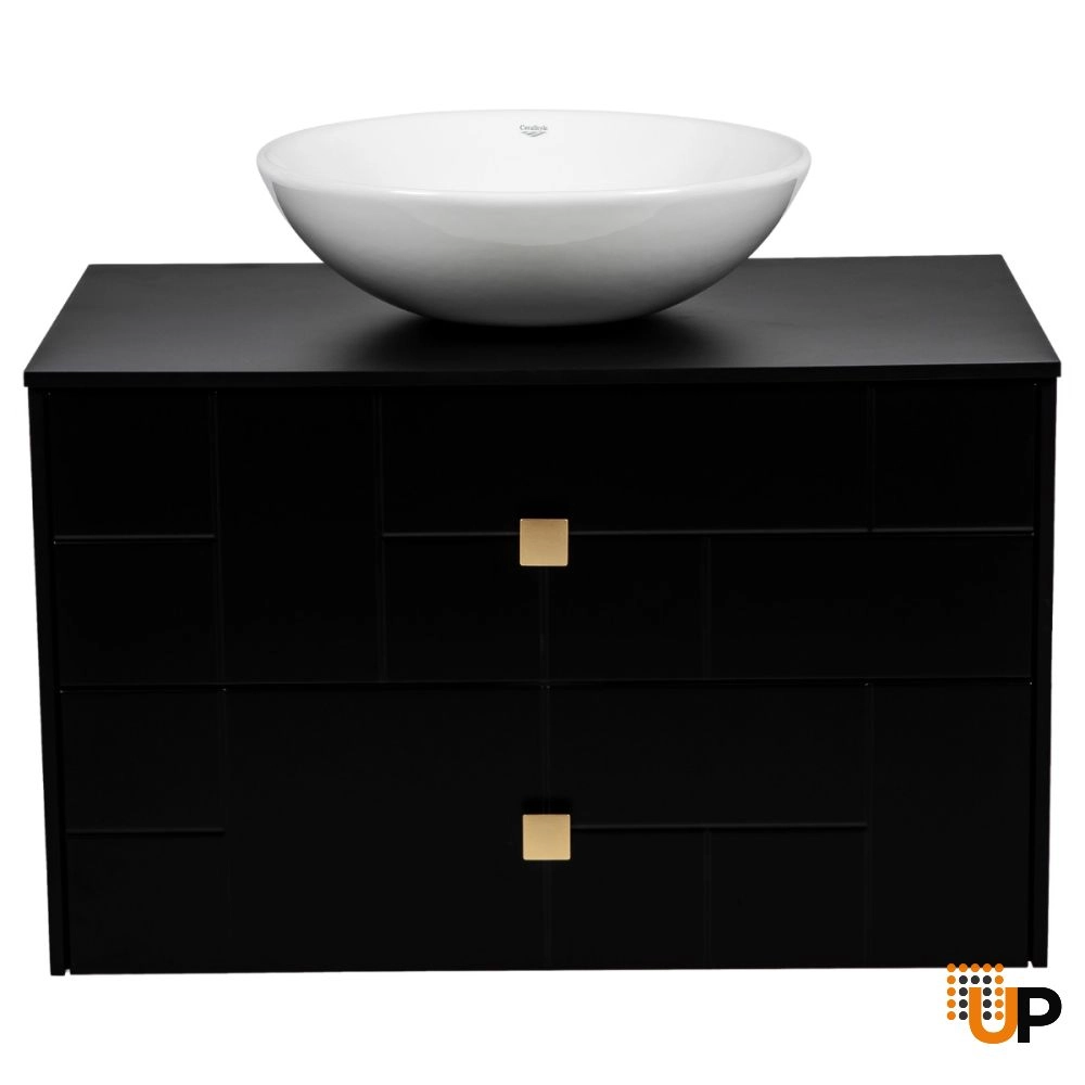 Modern Free Standing Bathroom Vanity with Washbasin | Dune Black Matte Collection | Non-Toxic Fire-Resistant MDF photo#5