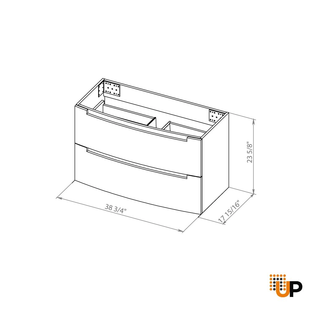 Modern Wall-Mount Bathroom Vanity with Washbasin | Delux White Hight Gloss Collection | Non-Toxic Fire-Resistant MDF-40" photo#7