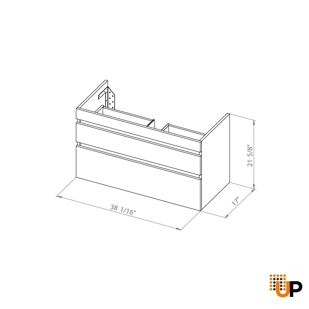 Modern Wall-Mounted Bathroom Vanity with Washbasin | Palm Beach Gray Matte Collection | Non-Toxic Fire-Resistant MDF-40" photo#6