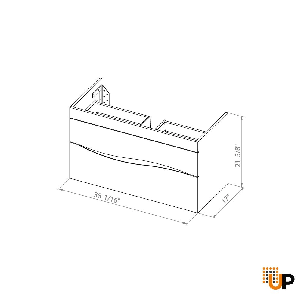 Modern Wall-Mounted Bathroom Vanity with Washbasin | Wave Teak Natural Collection | Non-Toxic Fire-Resistant MDF-40" photo#7