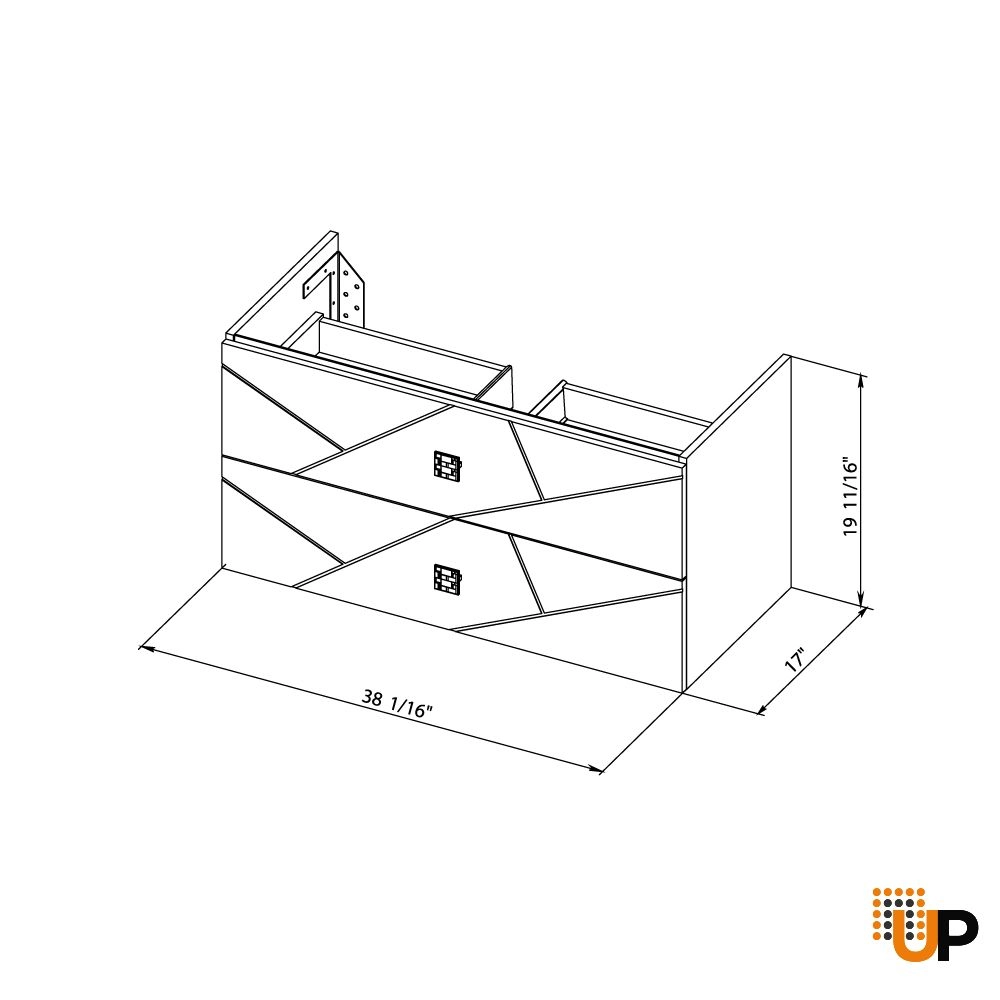Modern Wall-Mount Bathroom Vanity with Washbasin | Picasso Anthracite Matte  Collection | Non-Toxic Fire-Resistant MDF-40" photo#7