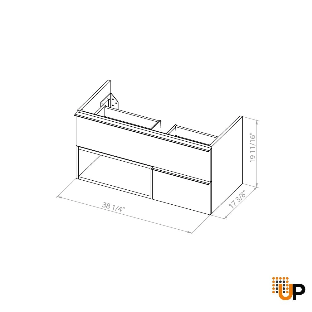 Modern Wall-Mount Bathroom Vanity with Washbasin | Monroe Antracite Alicante Collection | Non-Toxic Fire-Resistant MDF-40" photo#7