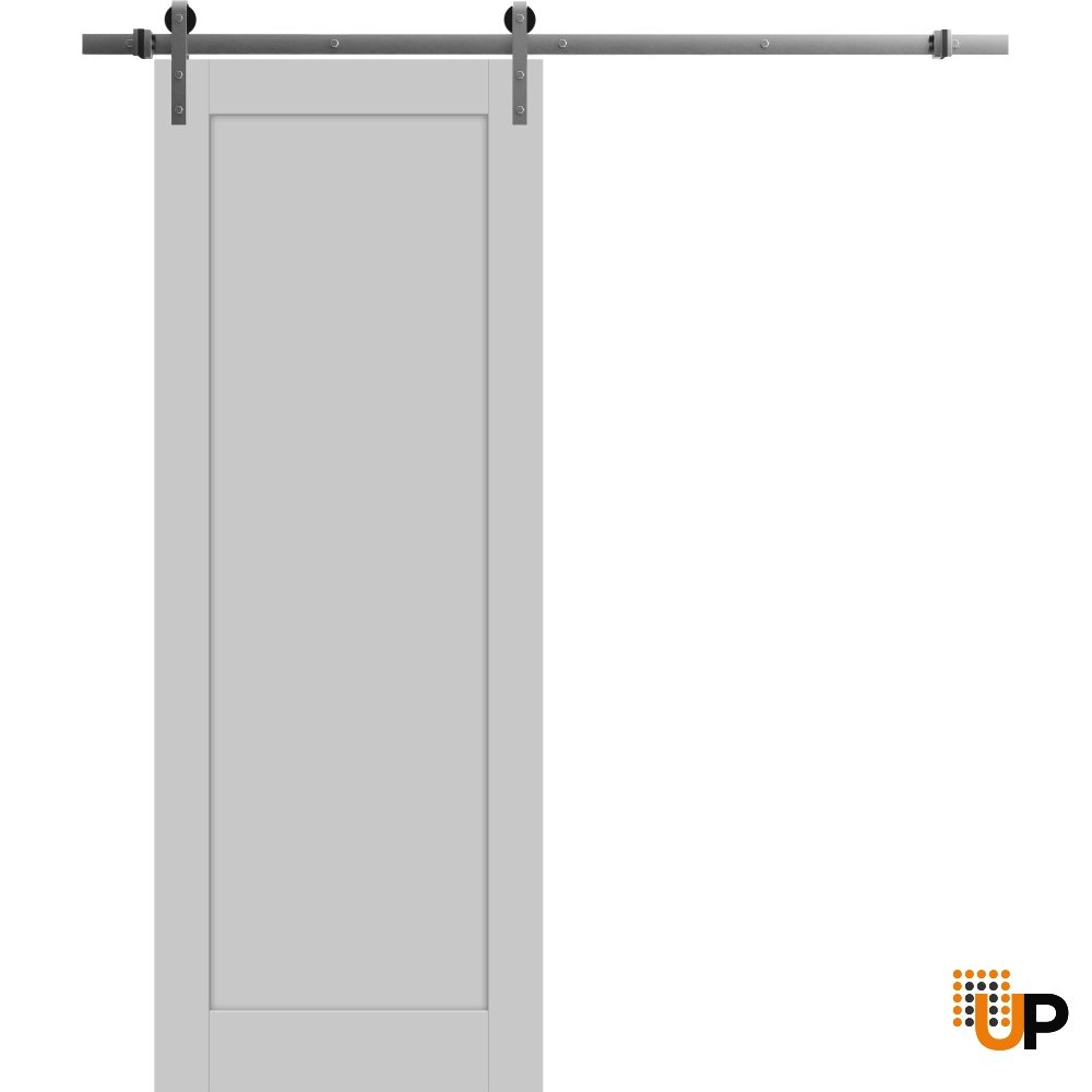Single mdf sliding shaker interior barn door | Quadro 4111 Matte Grey | 18 x 80 photo#1