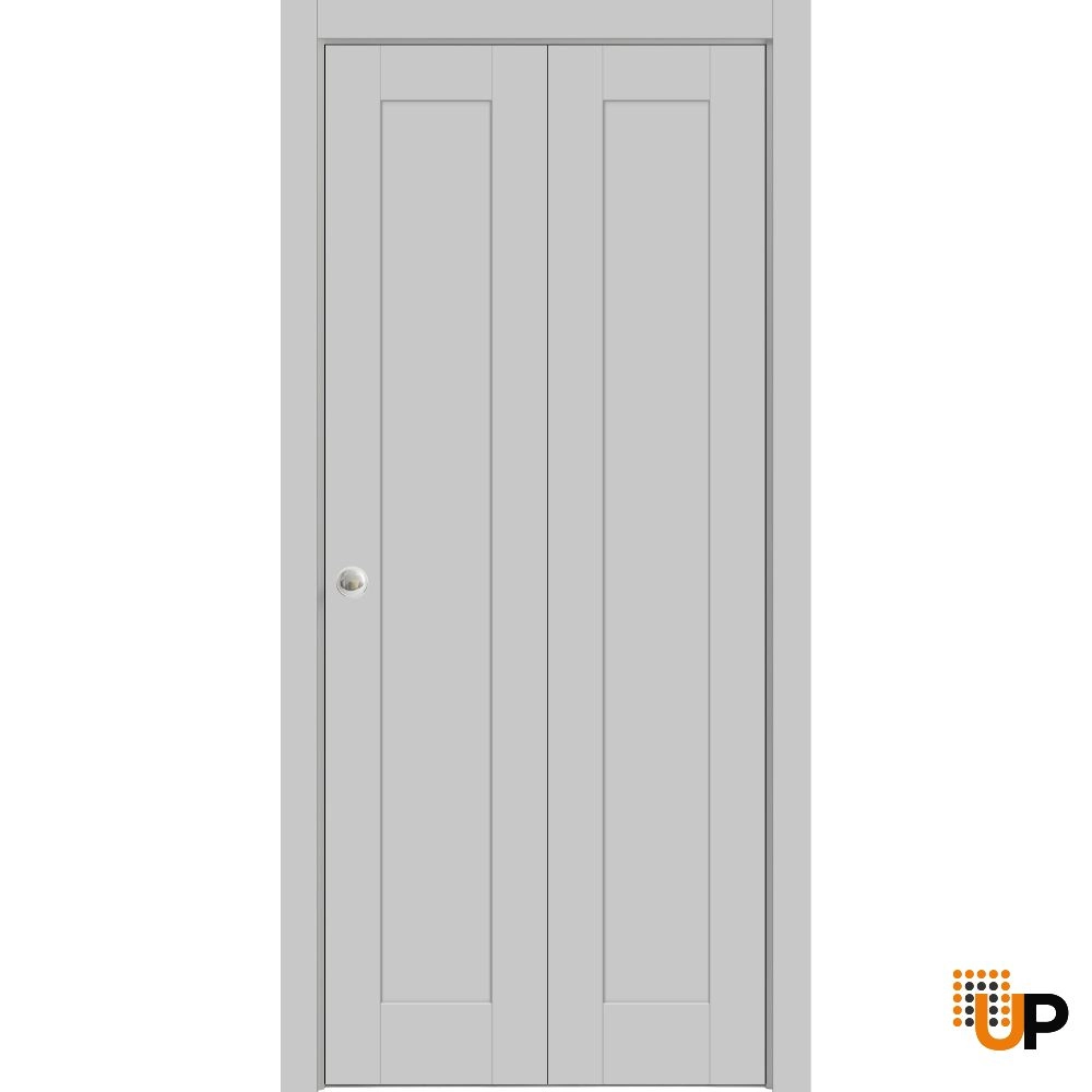 2 folding panels mdf sliding shaker interior bi-fold door | Quadro 4111 Matte Grey | 36 x 80 (2* 18x80) photo#1
