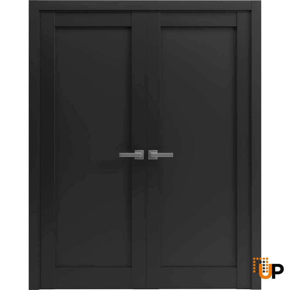 Double mdf shaker interior swing double door | Quadro 4111 Black Matte | 36 x 80 (2* 18x80) photo#1