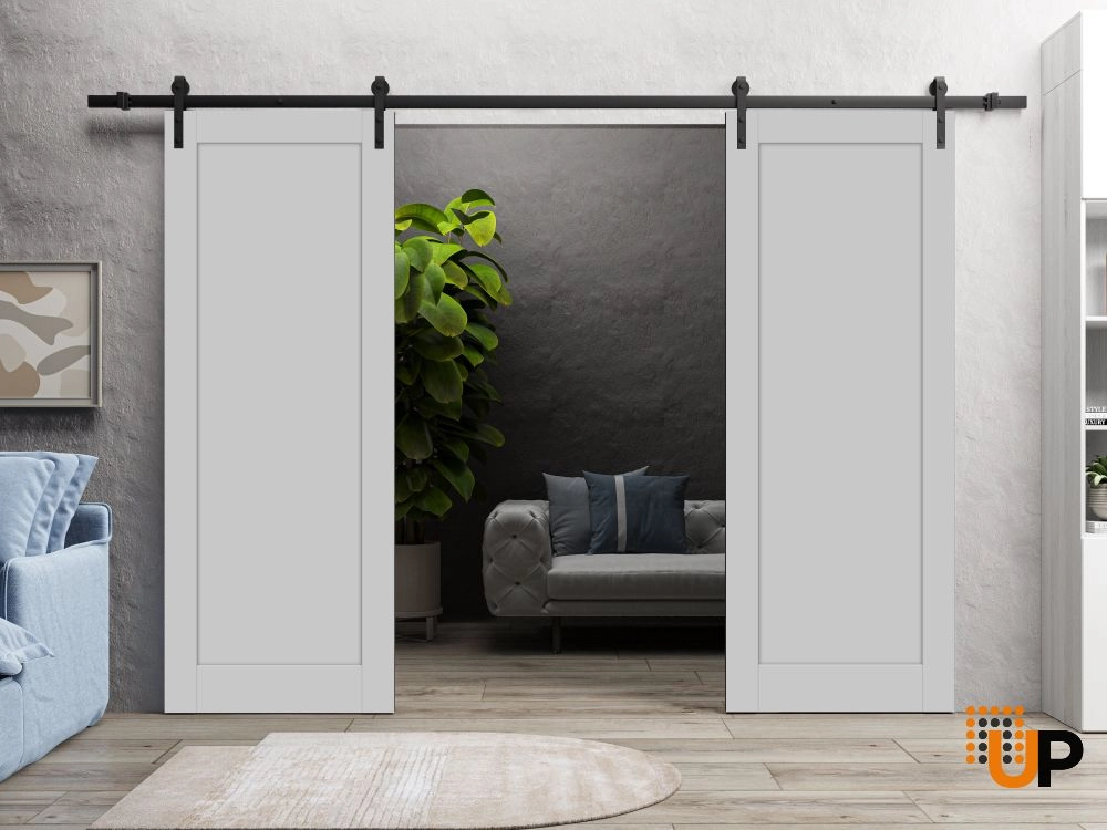 Double mdf sliding shaker interior barn double door | Quadro 4111 Matte Grey | 36 x 80 (2* 18x80) photo#2
