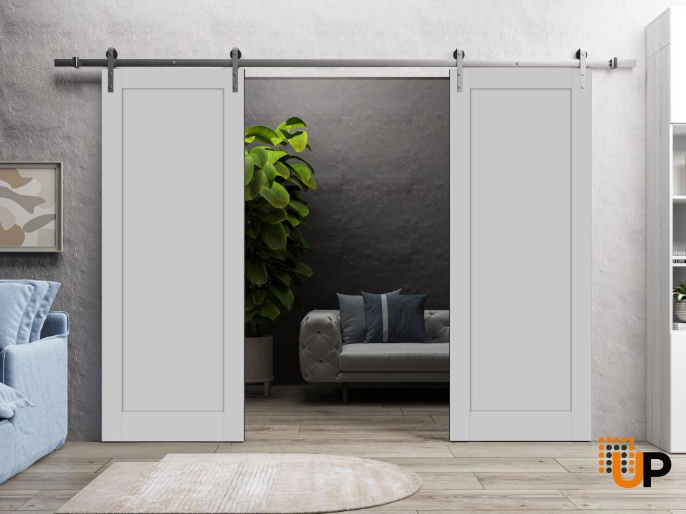 Double mdf sliding shaker interior barn double door | Quadro 4111 Matte Grey | 36 x 80 (2* 18x80) photo#2