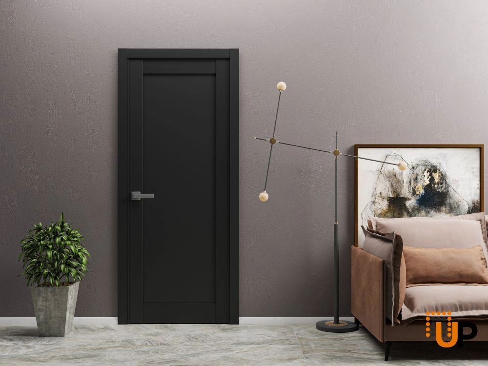 Single mdf shaker interior swing door | Quadro 4111 Black Matte | 18 x 80 photo#2