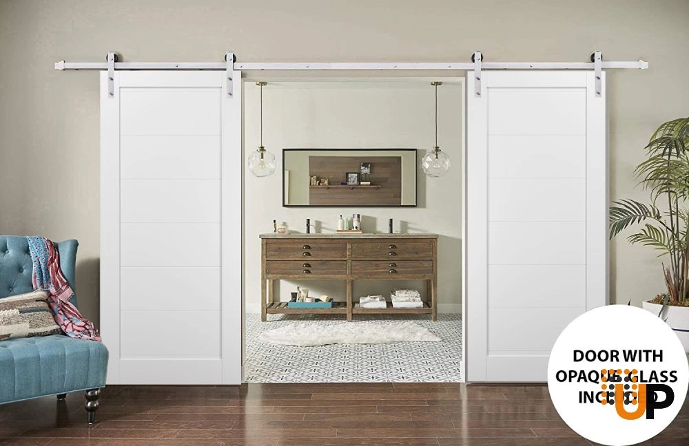 Double mdf sliding classic interior barn double door | Quadro 4115 White | 36 x 80 (2* 18x80) photo#2