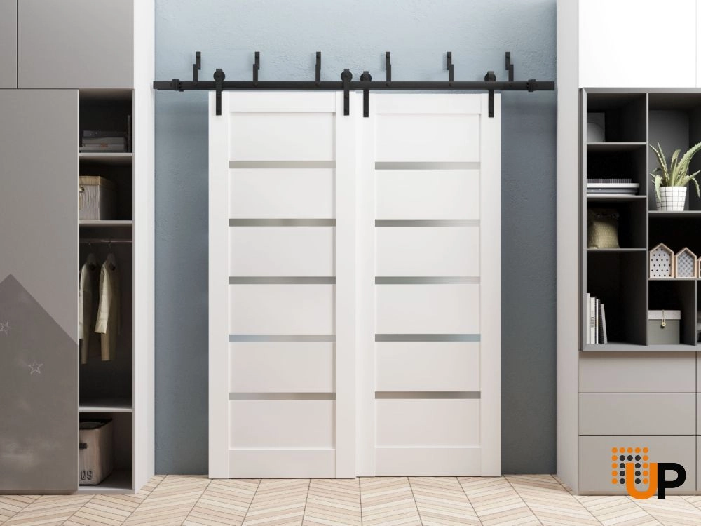 Single mdf interior door slab with frosted glass | Quadro 4117 White | 18 x 80 photo#4