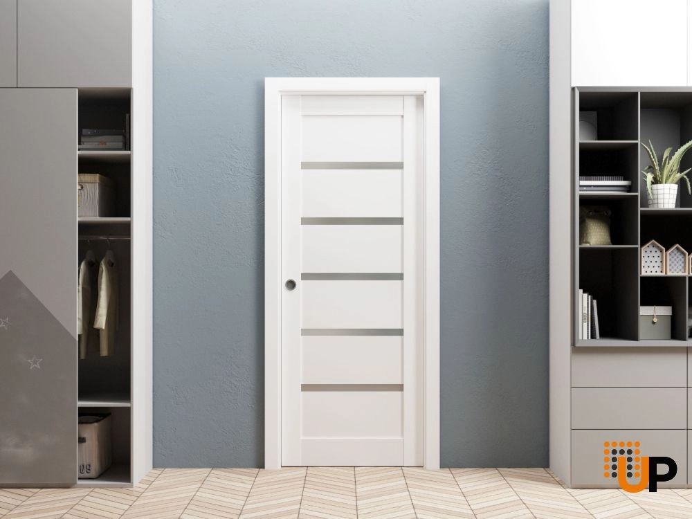 Single mdf interior door slab with frosted glass | Quadro 4117 White | 18 x 80 photo#2