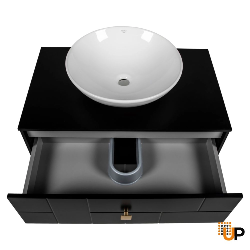 Modern Free Standing Bathroom Vanity with Washbasin | Dune Black Matte Collection | Non-Toxic Fire-Resistant MDF photo#6