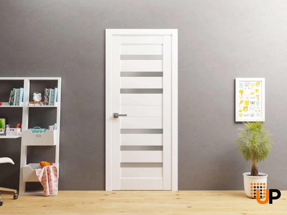 Single mdf modern interior swing door with frosted glass | Quadro 4266 White | 18 x 80 photo#2