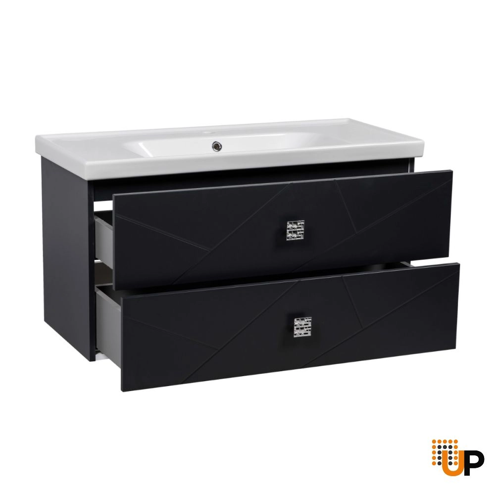 Modern Wall-Mount Bathroom Vanity with Washbasin | Picasso Anthracite Matte  Collection | Non-Toxic Fire-Resistant MDF-40" photo#3