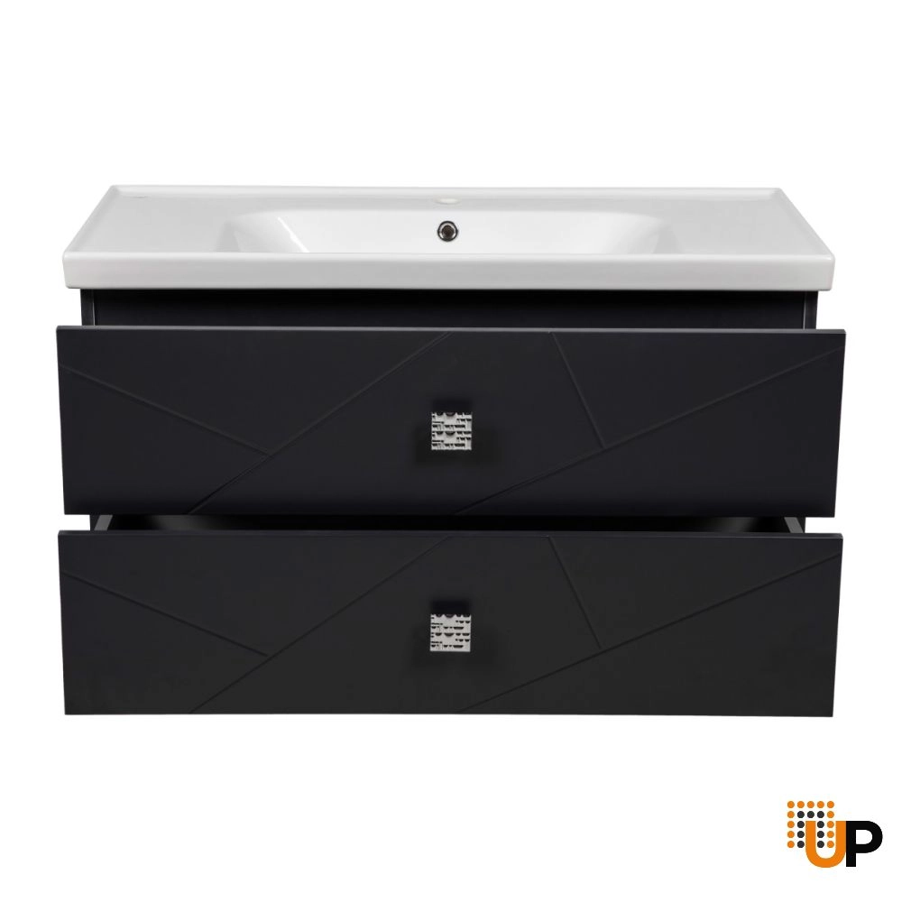 Modern Wall-Mount Bathroom Vanity with Washbasin | Picasso Anthracite Matte  Collection | Non-Toxic Fire-Resistant MDF-40" photo#4