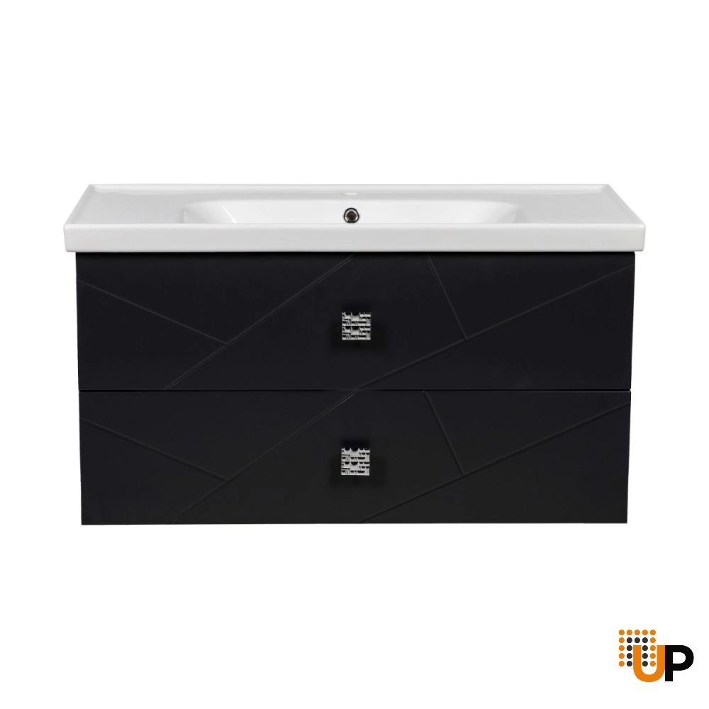 Modern Wall-Mount Bathroom Vanity with Washbasin | Picasso Anthracite Matte  Collection | Non-Toxic Fire-Resistant MDF-40" photo#5