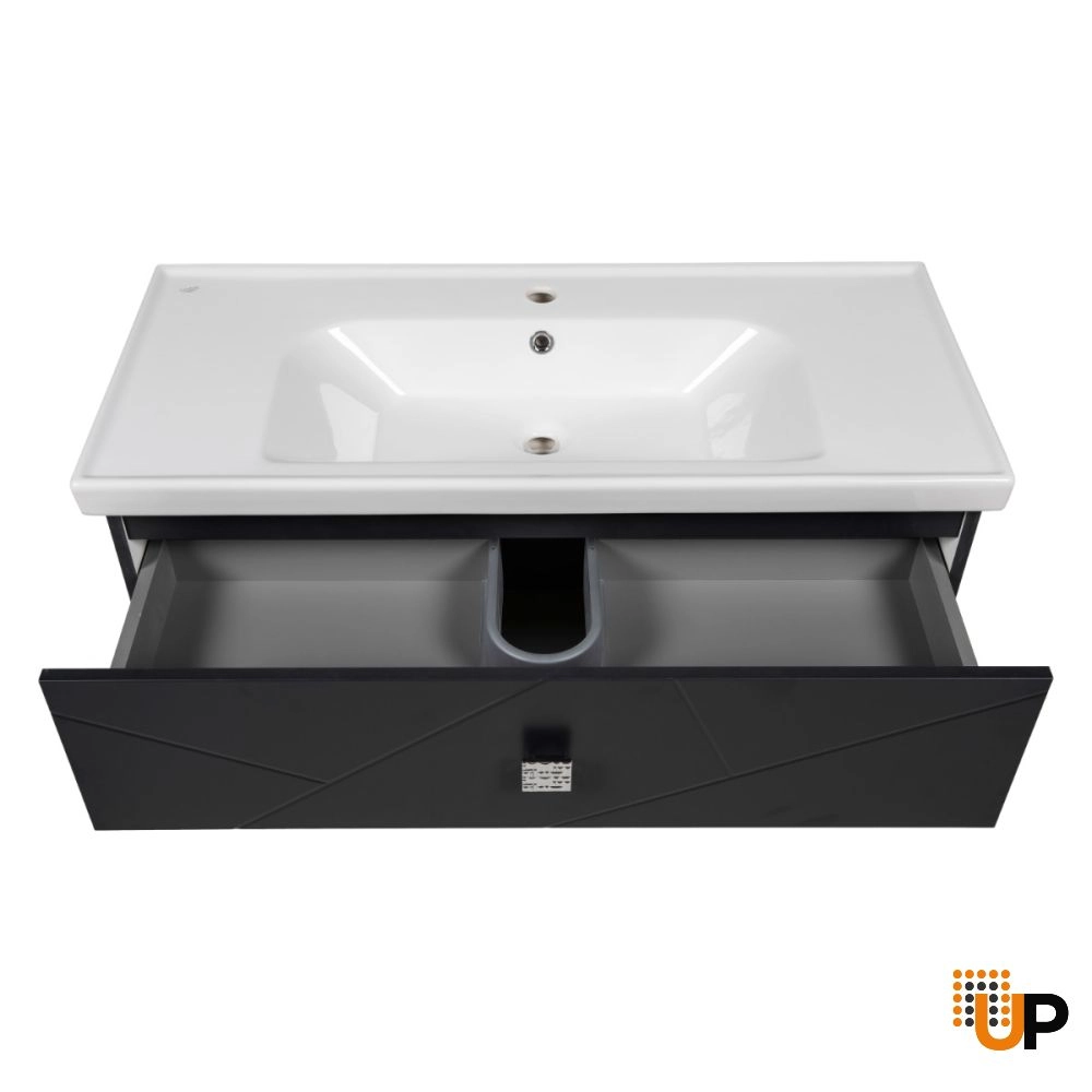 Modern Wall-Mount Bathroom Vanity with Washbasin | Picasso Anthracite Matte  Collection | Non-Toxic Fire-Resistant MDF-40" photo#6