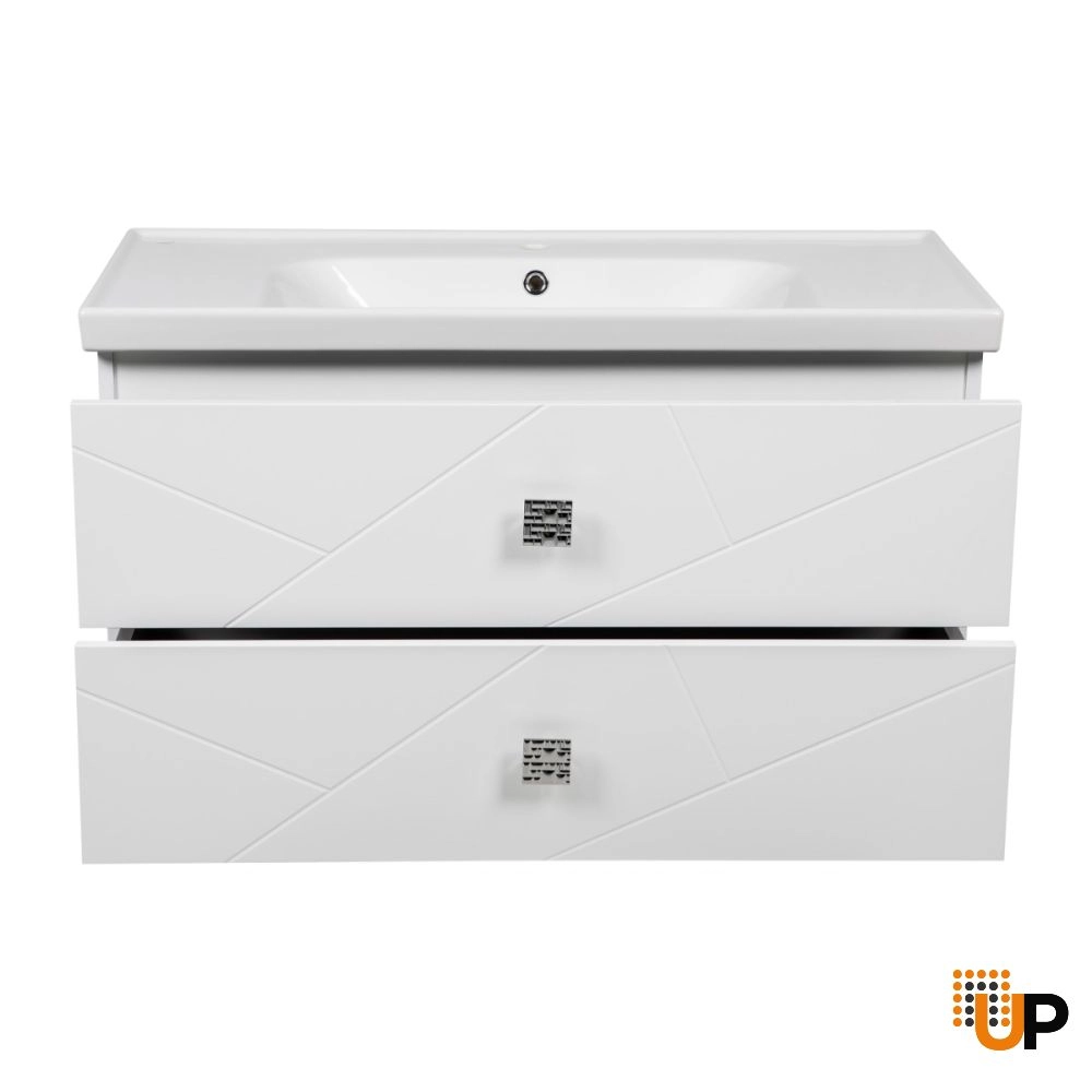 Modern Wall-Mount Bathroom Vanity with Washbasin | Picasso White Matte Collection | Non-Toxic Fire-Resistant MDF-40" photo#4
