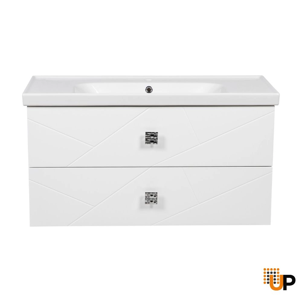 Modern Wall-Mount Bathroom Vanity with Washbasin | Picasso White Matte Collection | Non-Toxic Fire-Resistant MDF-40" photo#5