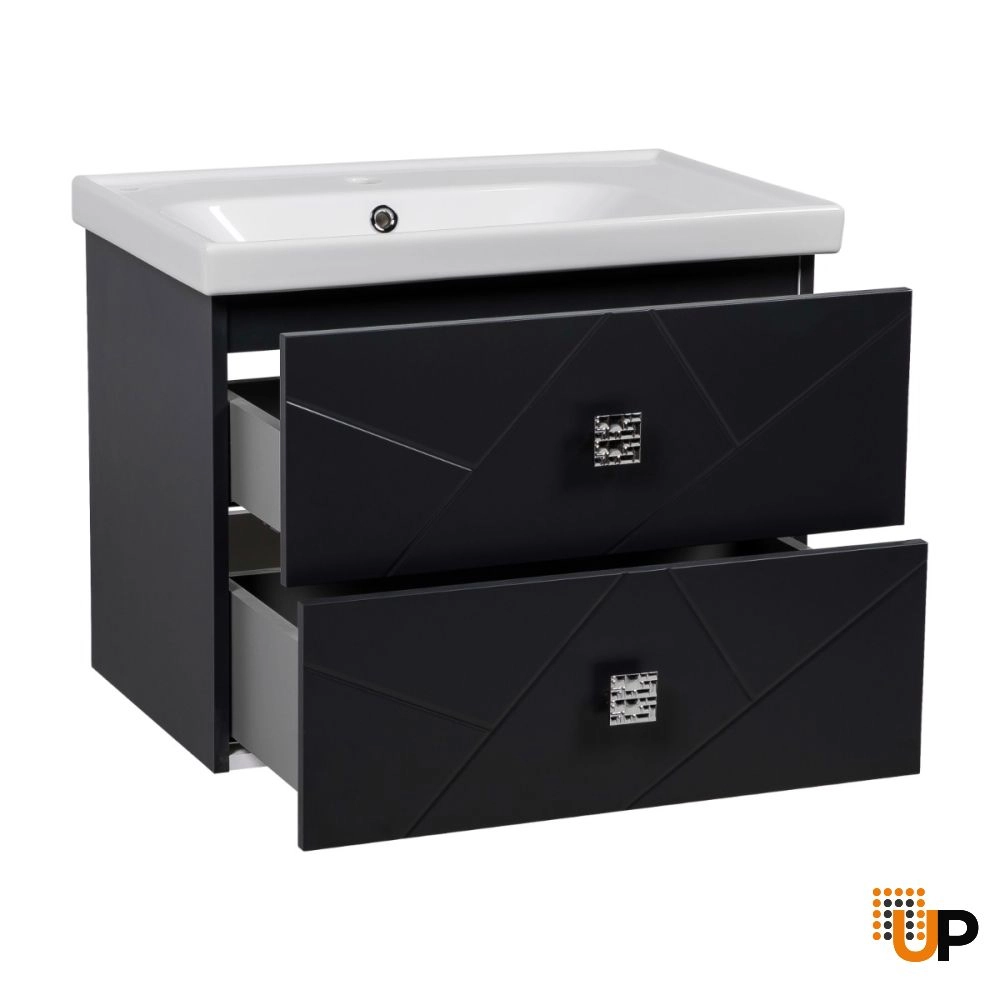 Modern Wall-Mount Bathroom Vanity with Washbasin | Picasso Anthracite Matte  Collection | Non-Toxic Fire-Resistant MDF photo#2