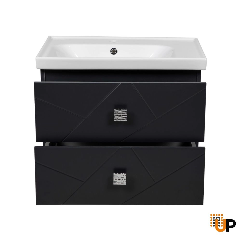Modern Wall-Mount Bathroom Vanity with Washbasin | Picasso Anthracite Matte  Collection | Non-Toxic Fire-Resistant MDF-28" photo#3