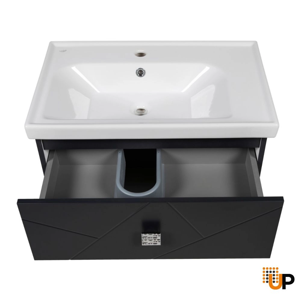 Modern Wall-Mount Bathroom Vanity with Washbasin | Picasso Anthracite Matte  Collection | Non-Toxic Fire-Resistant MDF-28" photo#5