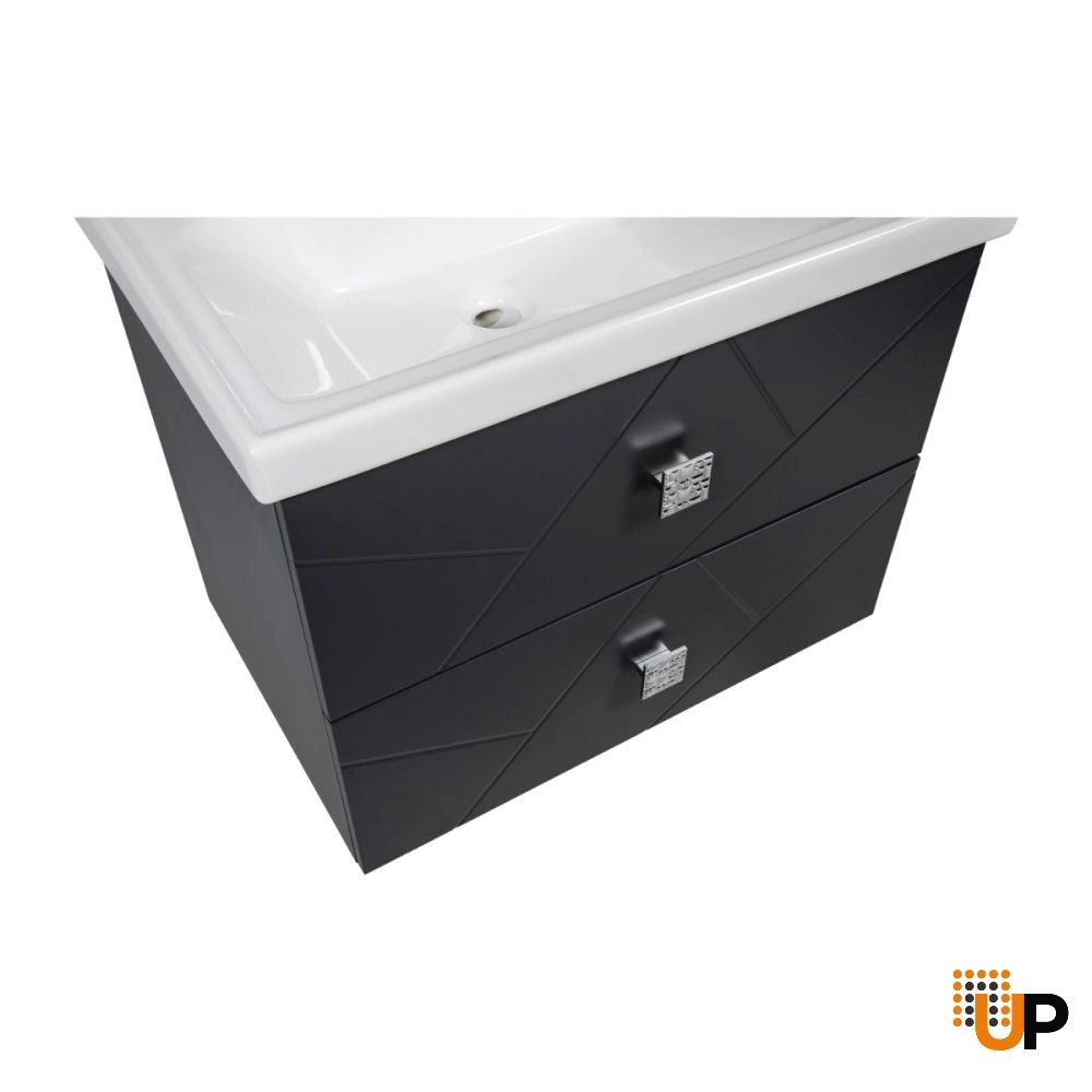 Modern Wall-Mount Bathroom Vanity with Washbasin | Picasso Anthracite Matte  Collection | Non-Toxic Fire-Resistant MDF photo#6