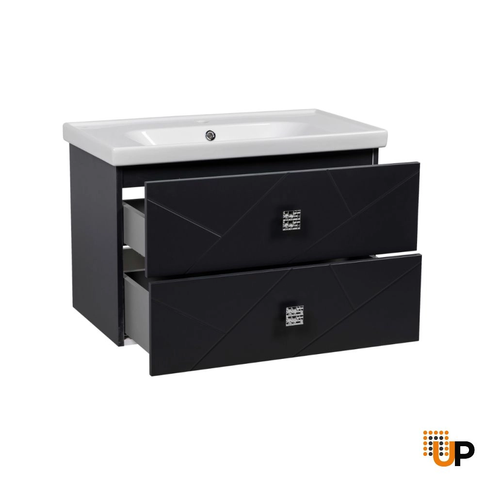 Modern Wall-Mount Bathroom Vanity with Washbasin | Picasso Anthracite Matte  Collection | Non-Toxic Fire-Resistant MDF-32" photo#2