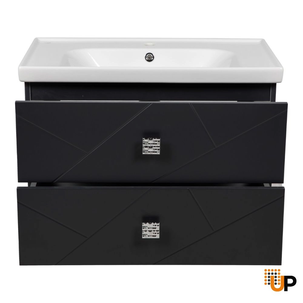 Modern Wall-Mount Bathroom Vanity with Washbasin | Picasso Anthracite Matte  Collection | Non-Toxic Fire-Resistant MDF-32" photo#3