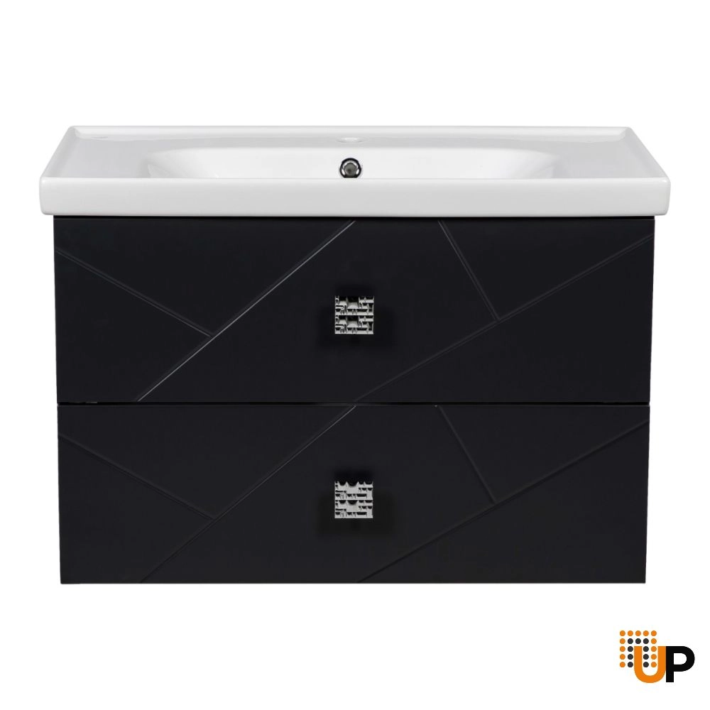 Modern Wall-Mount Bathroom Vanity with Washbasin | Picasso Anthracite Matte  Collection | Non-Toxic Fire-Resistant MDF-32" photo#4