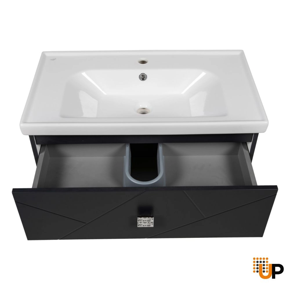 Modern Wall-Mount Bathroom Vanity with Washbasin | Picasso Anthracite Matte  Collection | Non-Toxic Fire-Resistant MDF-32" photo#5