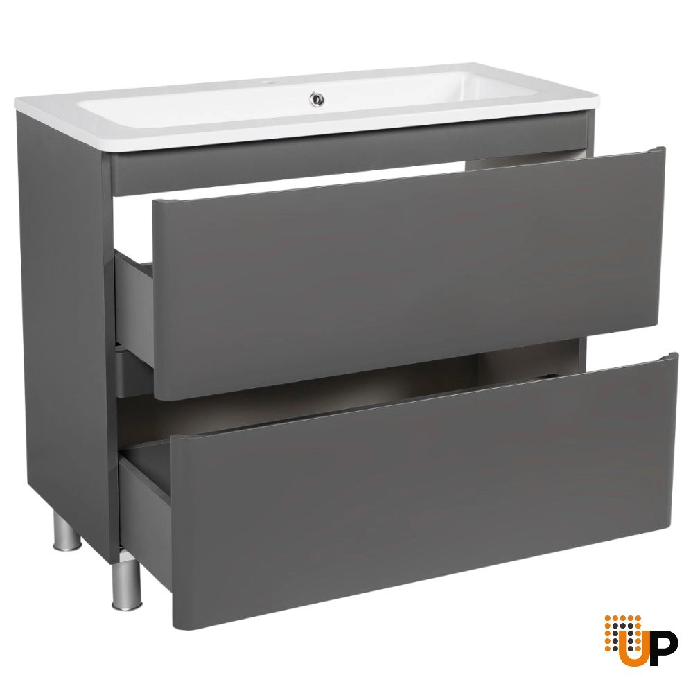 Modern Free Standing Bathroom Vanity with Washbasin | Comfort Gray Matte Collection | Non-Toxic Fire-Resistant MDF photo#3