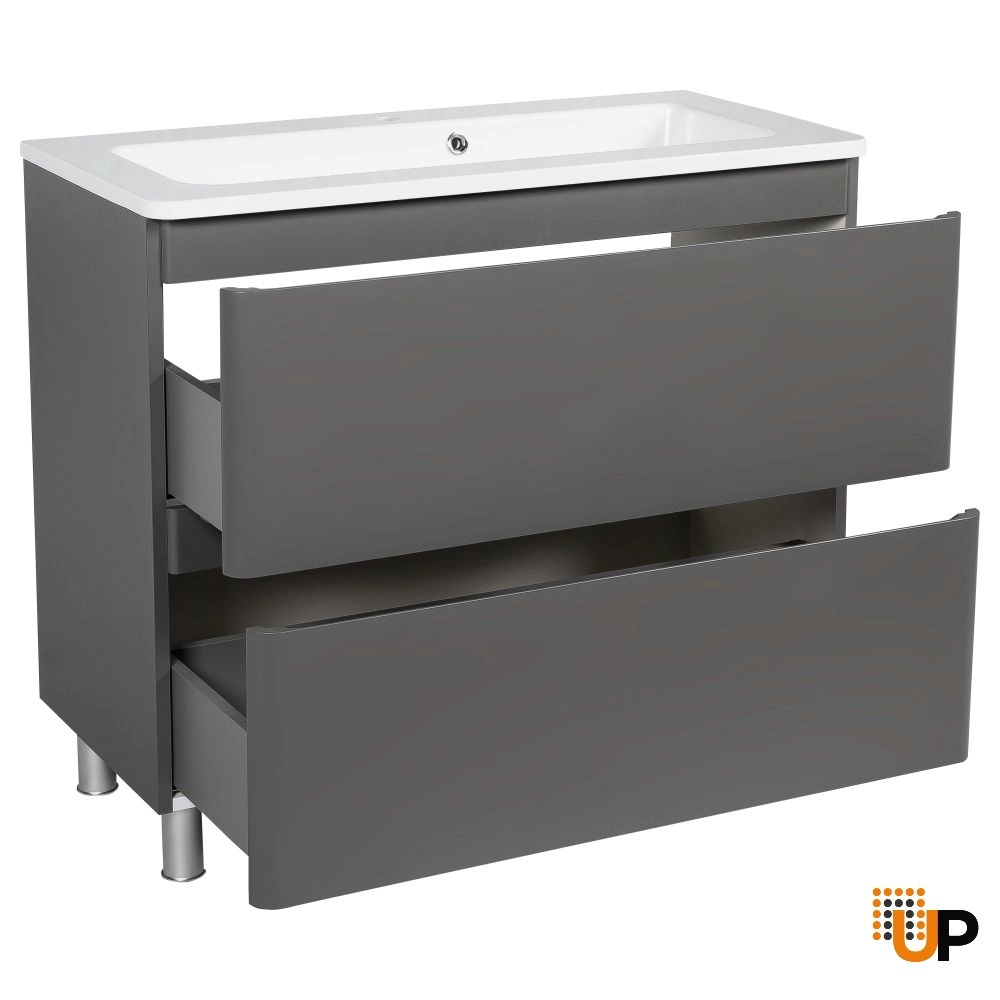 Modern Free Standing Bathroom Vanity with Washbasin | Comfort Gray Matte Collection | Non-Toxic Fire-Resistant MDF-28" photo#3