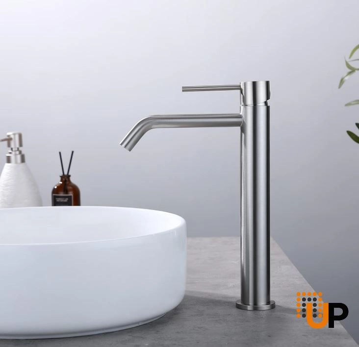 Brushed Nickel Vessel Sink Faucet, Single Handle Bathroom Faucet for Sink 1 Hole, Lavatory Vanity Tap photo#4