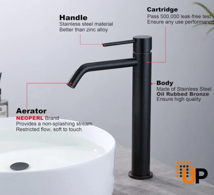 Oil Rubbed Bronze Vessel Sink Faucet, Single Handle Bathroom Faucet for Sink 1 Hole, Lavatory Vanity Tap photo#4
