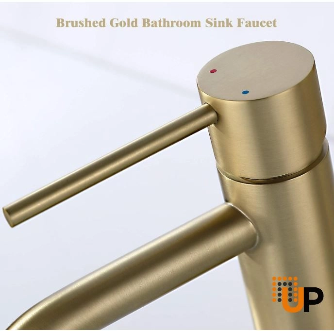 Brushed Gold Sink Faucet, Single Handle Bathroom Faucet for Sink 1 Hole, Lavatory Vanity Tap photo#4