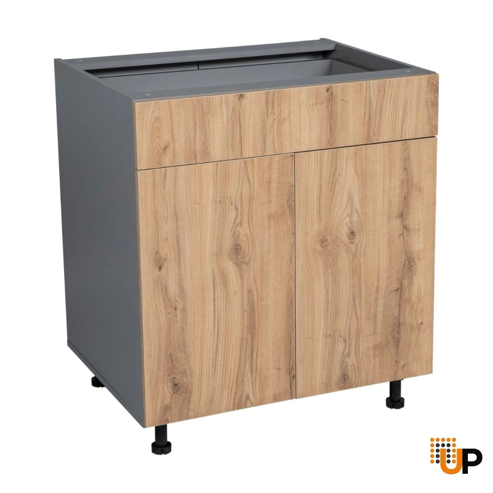 24" Base Cabinet Double Door Single Drawer with Natural Teak door photo#1