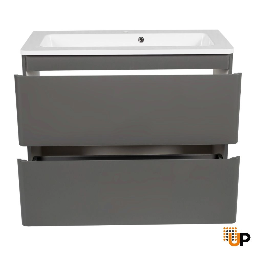 Modern Free Standing Bathroom Vanity with Washbasin | Comfort Gray Matte Collection | Non-Toxic Fire-Resistant MDF photo#4