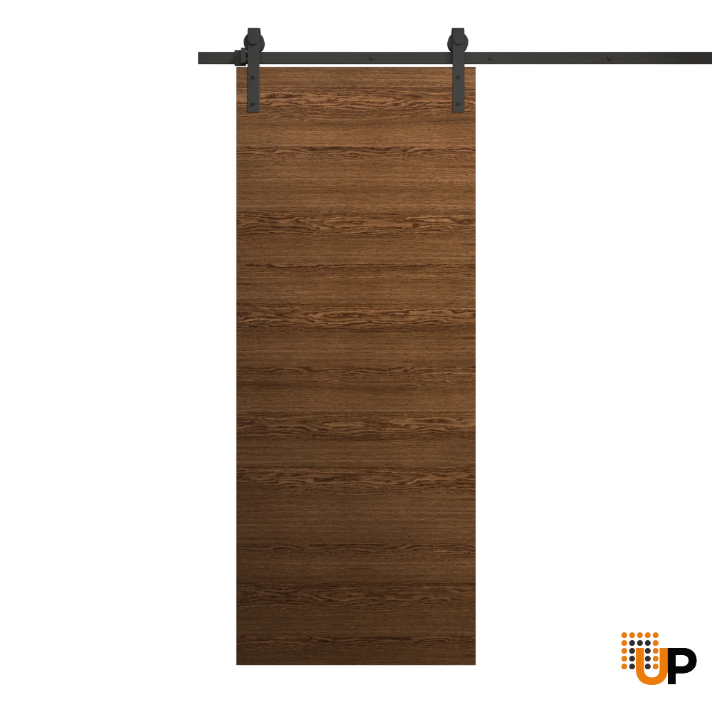 Single solid wood with honeycomb sliding flush interior barn door | Ego 5000  EGO Cognac Oak | 18 x 96 photo#1
