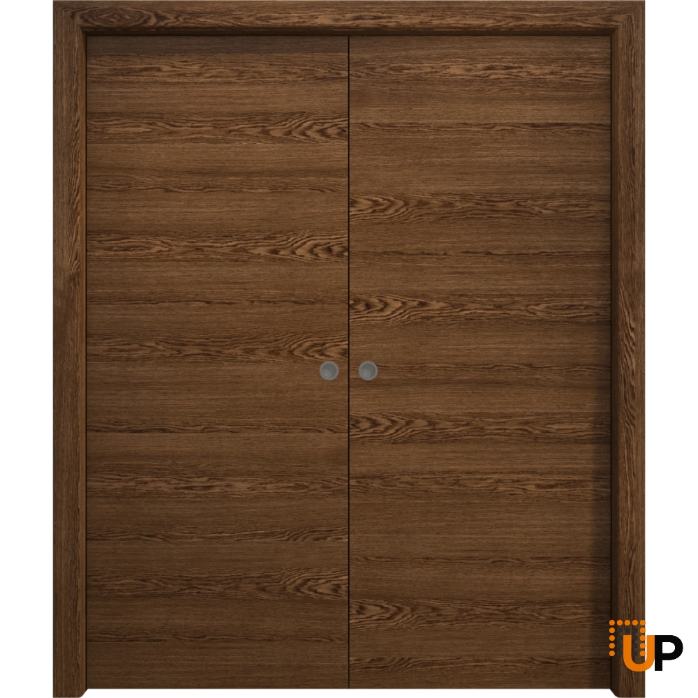 Double solid wood with honeycomb sliding interior pocket double door | Ego 5000  EGO Cognac Oak | 36 x 80 (2* 18x80) photo#1