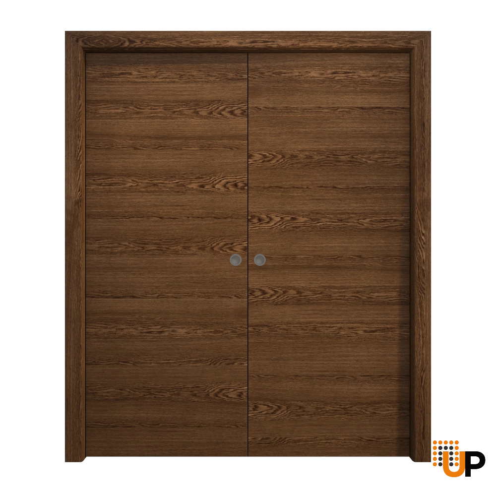 Double solid wood with honeycomb sliding flush interior pocket double door | Ego 5000  EGO Cognac Oak | 48 x 80 (2* 24x80) photo#1