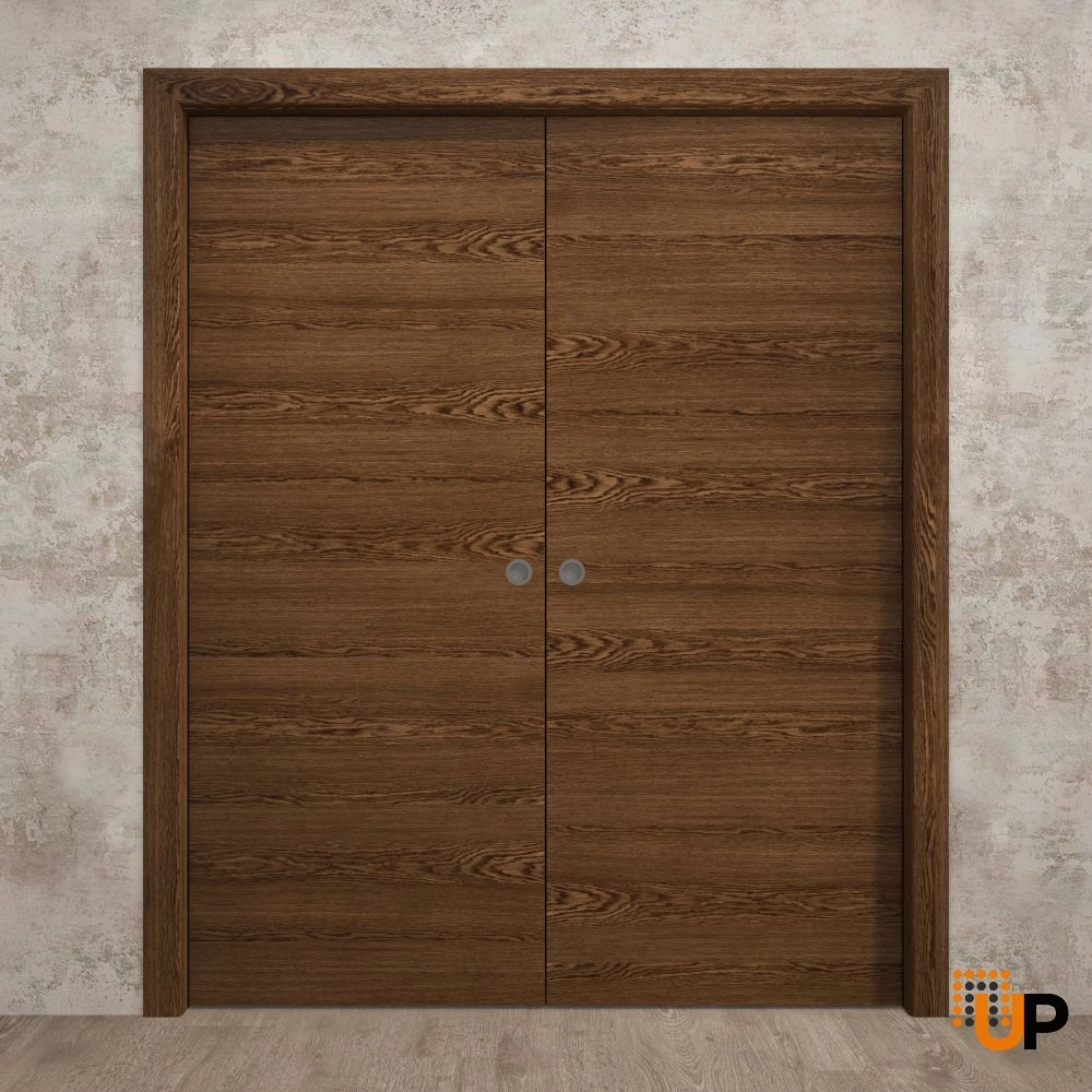 Double solid wood with honeycomb sliding interior pocket double door | Ego 5000  EGO Cognac Oak | 36 x 80 (2* 18x80) photo#2
