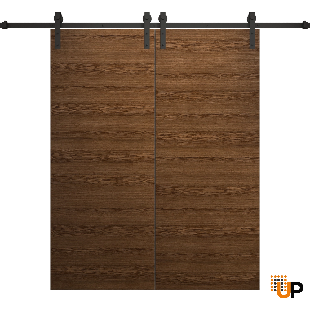 Double solid wood with honeycomb sliding flush interior barn double door | Ego 5000  EGO Cognac Oak | 72 x 96 (2* 36x96) photo#1