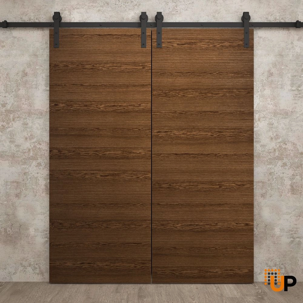 Double solid wood with honeycomb sliding flush interior barn double door | Ego 5000  EGO Cognac Oak | 72 x 96 (2* 36x96) photo#2