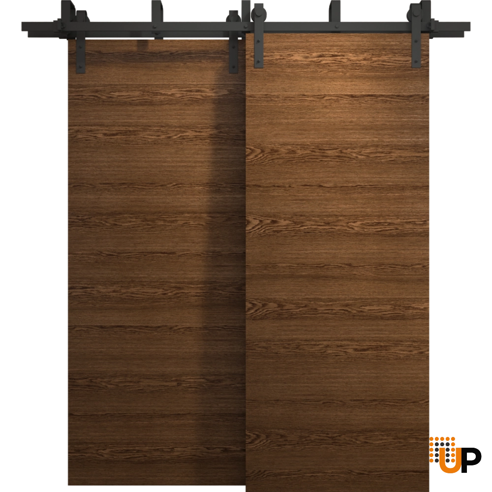 Double solid wood with honeycomb sliding interior barn bypass door | Ego 5000  EGO Cognac Oak | 36 x 80 (2* 18x80) photo#1