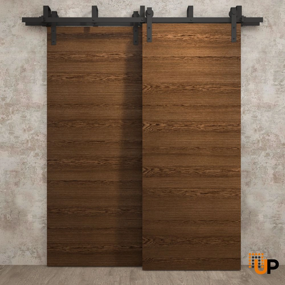 Double solid wood with honeycomb sliding interior barn bypass door | Ego 5000  EGO Cognac Oak | 36 x 80 (2* 18x80) photo#2