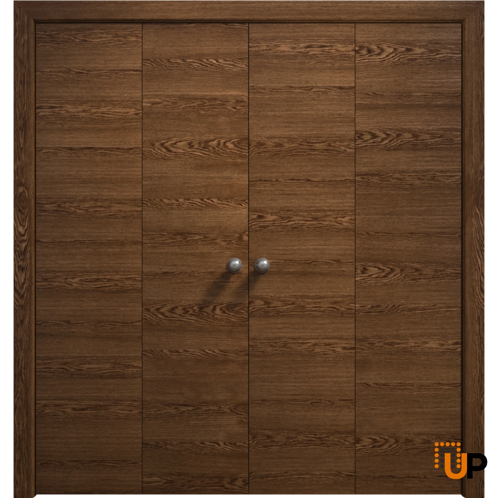 4 folding panels solid wood with honeycomb sliding interior bi-fold double door | Ego 5000  EGO Cognac Oak | 72 x 80 (4* 18x80) photo#1